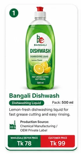 Bangali Dishwash product commerce card